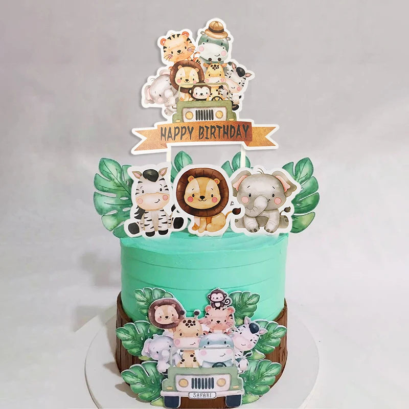 Jungle Safari Birthday Decorations Animal Disposable Tableware Forest Woodland Baby Shower Boy 1 2 3 4 5 Birthday Party Supplies