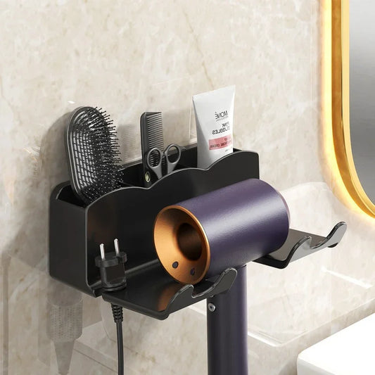 Wall Mounted Hair Dryer Holder for Bathroom Shelf Without Drilling Plastic Hair Dryer Stand Bathroom Organizer