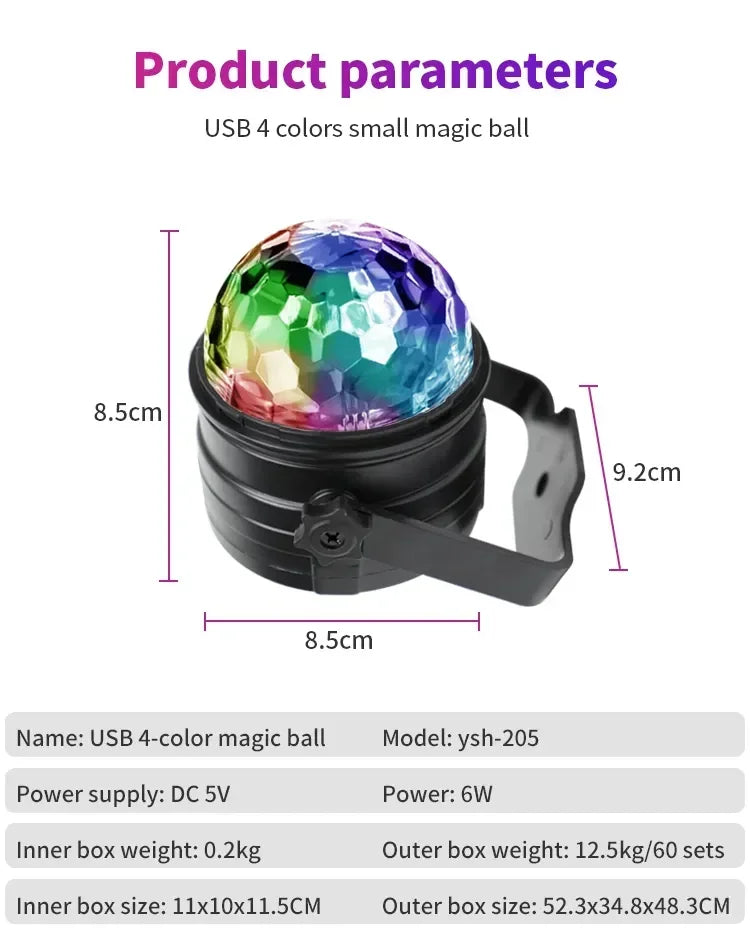 LED Stage Disco Light Rotating DJ Ball Strobe Remote Sound Control Magic Dance Car RGB Christmas Gift Party Club Laser Show Lamp