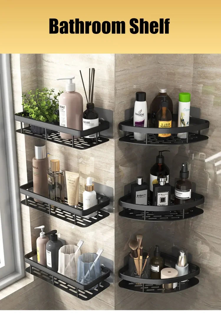 Adhesive Shower Caddy Rustproof Organizers  Large Capacity  No Drilling Shelves for Bathroom Storage  Home Decor