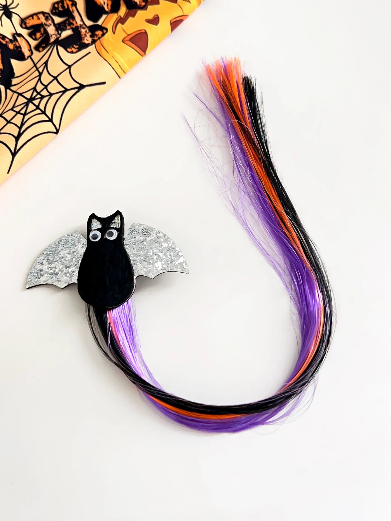 1Pcs Halloween Wig Hair Clips for Girls Women Colored Hair Extensions Accessories Hairpin for Halloween Party Present