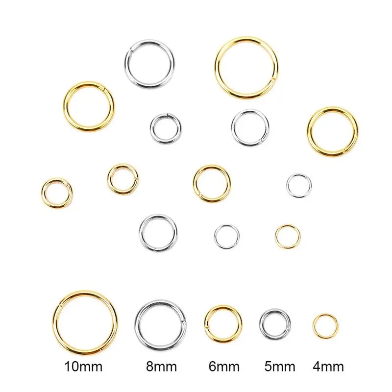 100pcs PVD Never Fade Stainless Steel Open Jump Rings 4 5 6 8 10 mm Split Rings Connectors For Necklace Bracelet Jewelry Making