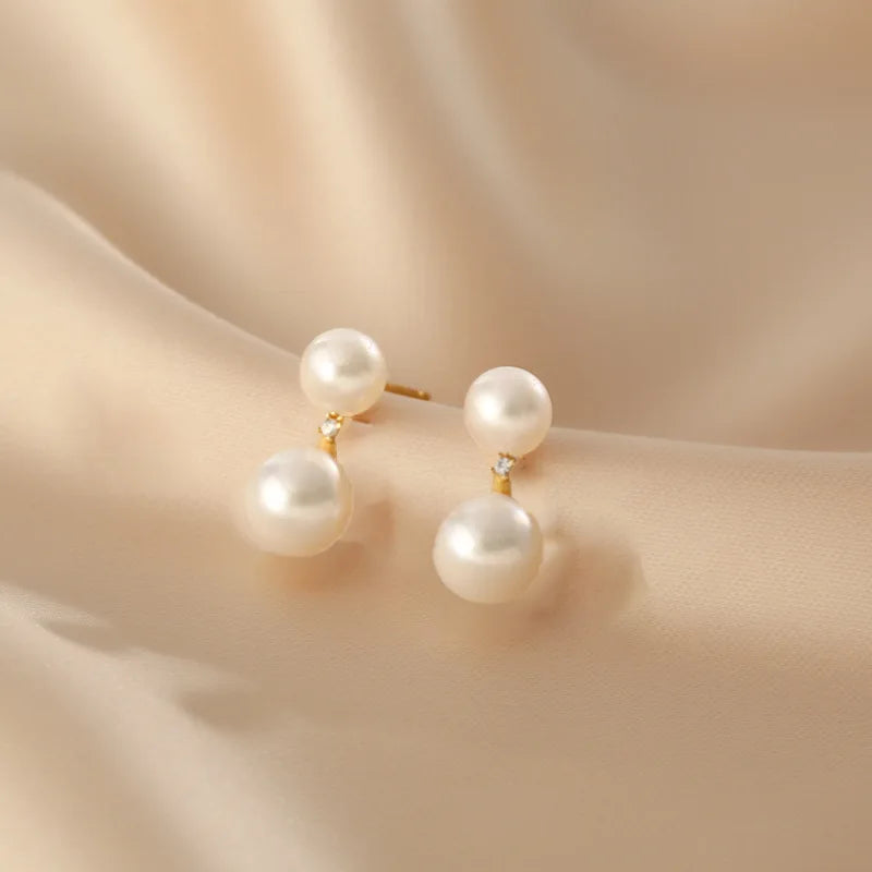 Minar Delicate Irregular Freshwater Pearl Earring For Women Gold Color Metal Hanging Drop Earrings Statement French Jewelry 2023