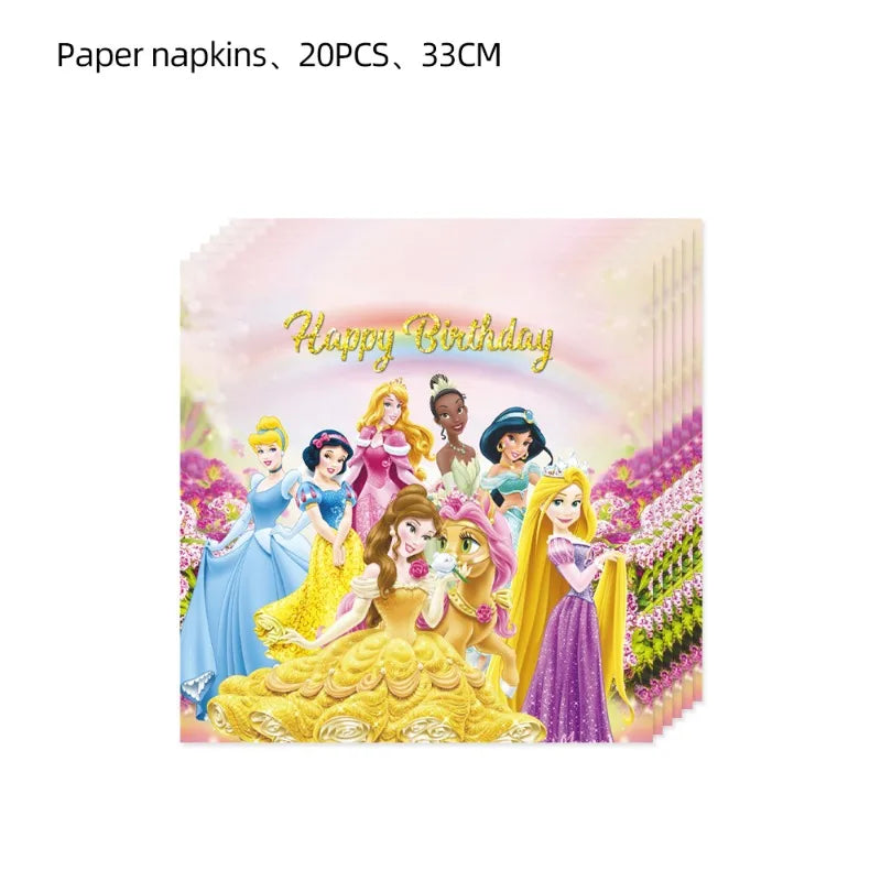 Disney Birthday Party New Table Cloth Princess Belle Snow White Tableware Paper Towels Decorative Party Supplies