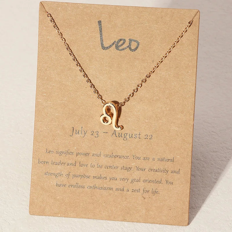 1Pcs 12 Zodiac Sign Necklace for Women 12 Constellation Charm Chain Pendant Choker Birthday Jewelry with Cardboard Card