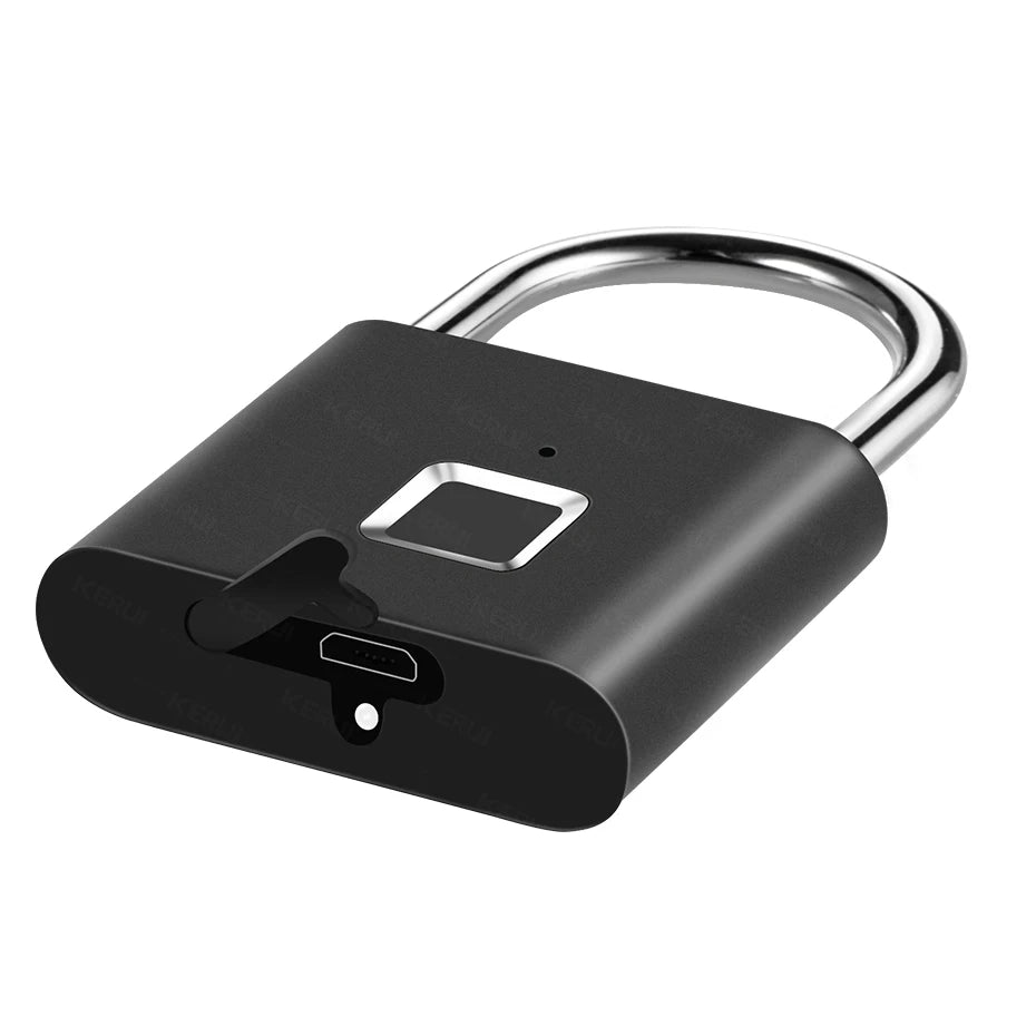 Keyless USB Charging Fingerprint Lock Smart Padlock Waterproof Door Lock 0.2sec Unlock Portable Anti-theft Padlock Zinc