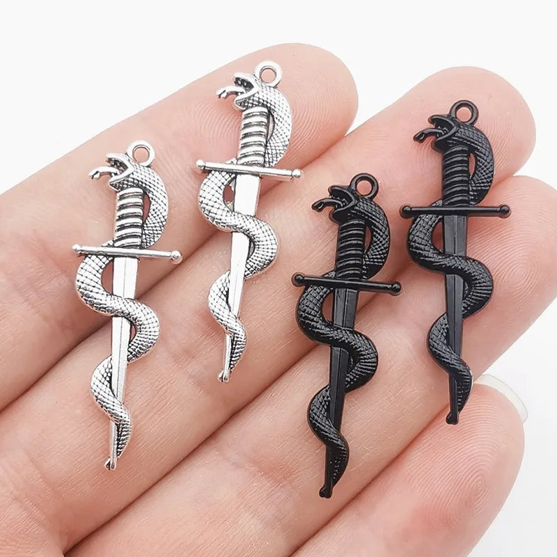 10pcs 40*13.5mm Alloy Snake Sword Charms,Snake Charm, Dagger Charm,Snake Pendant  Fit Jewelry Making DIY Jewelry Findings