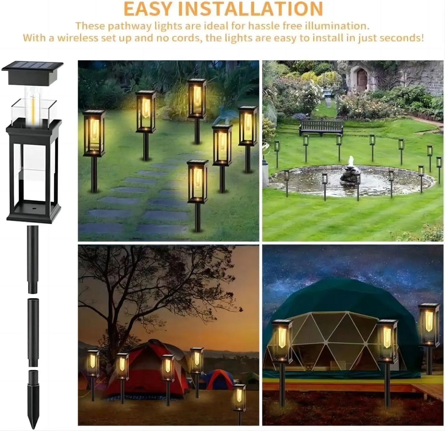 Solar Pathway Lights Outdoor Solar Pathway Garden Lamp Waterproof Landscape Lights Walkway Driveway Lawn Patio Garden Decor