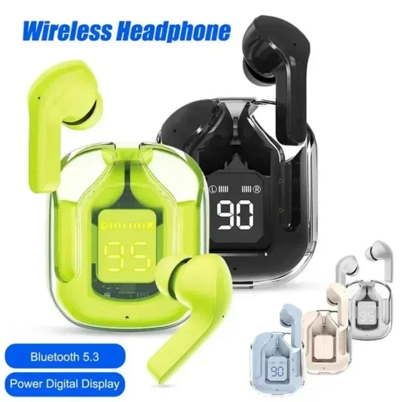 T2 tws Wireless Bluetooth Headset Transparent ENC Headphones LED Power Digital Display Stereo Sound Earphones for all smartphone