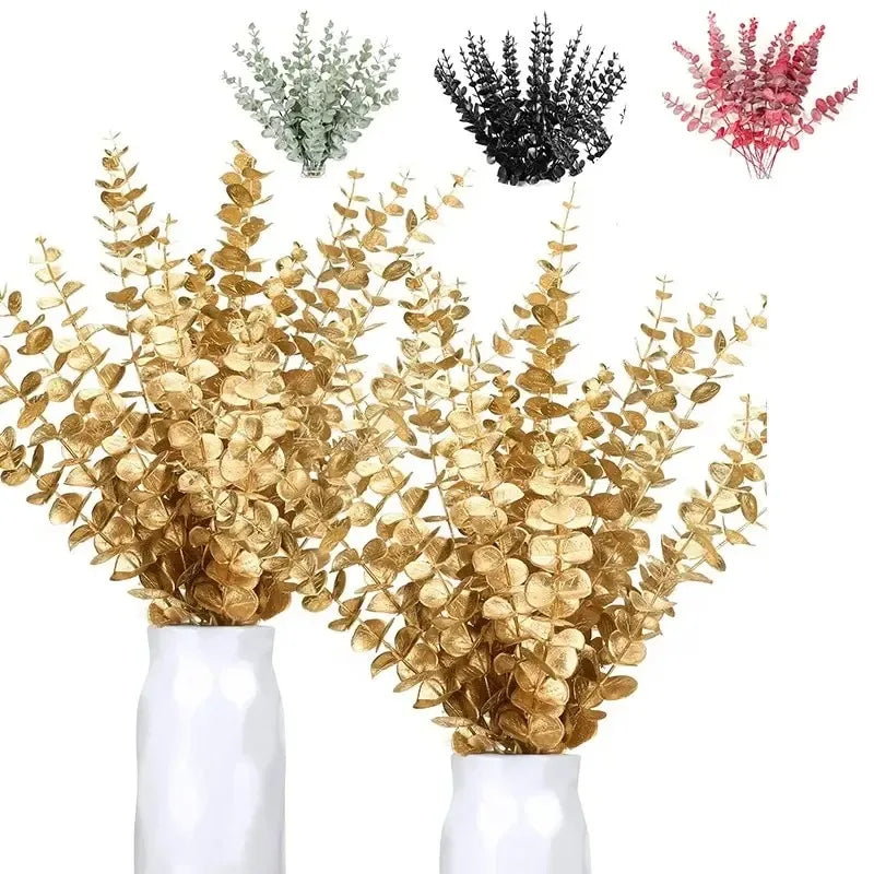 Golden Eucalyptus Artificial Eucalyptus Leaves for Home Flowers Bouquet Centerpiece Wedding Decoration 38cm Artificial Flower