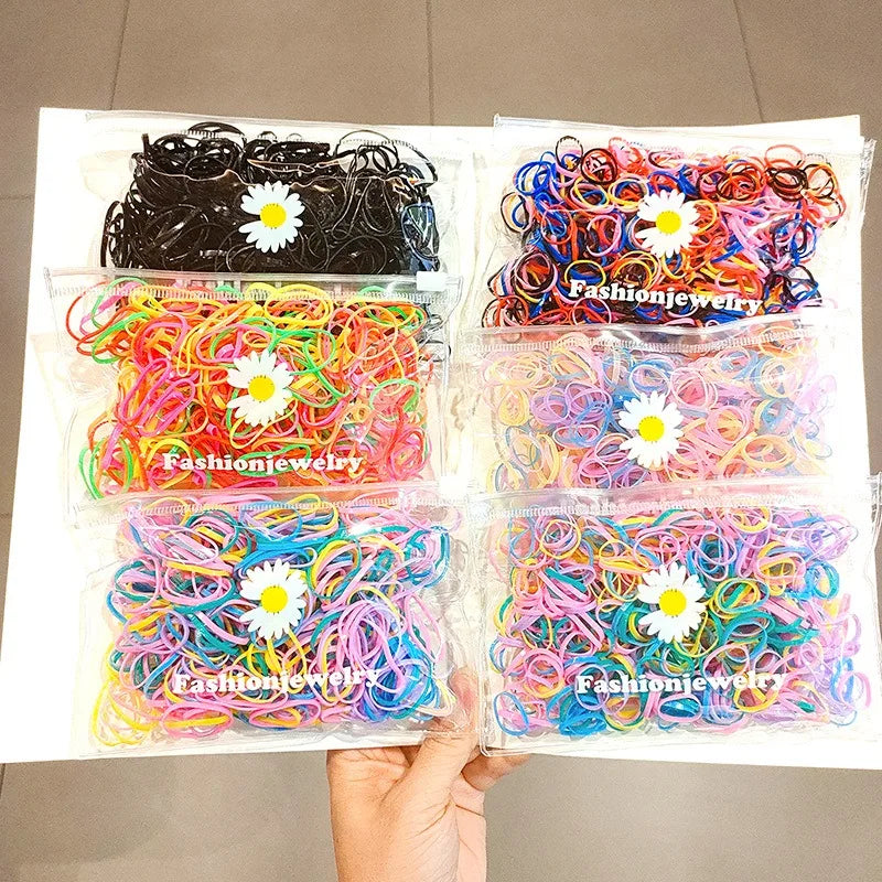 100/500Pcs Colorful Small Rubber Band Scrunchie Girls Elastic Rubber Band Ponytail Holder Hair Children Accessories Hair Ties