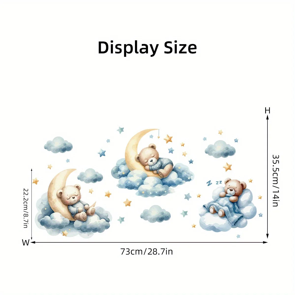 1Pc Cartoon Teddy Bear Sleeping on Clouds Animal Wall Stickers Room Decor Bedroom Children Kids Room Decoration Wall Decals Home