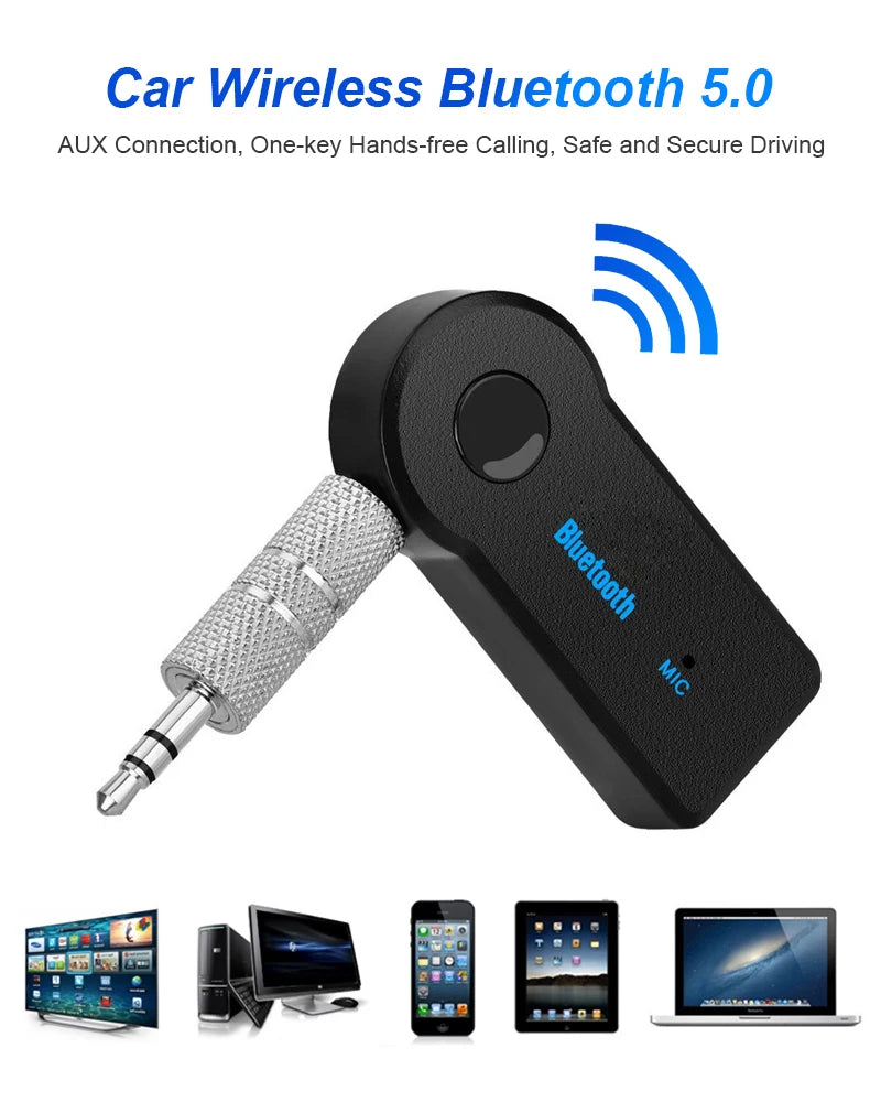 AUX Car Bluetooth Receiver,3.5mm Socket  5.0 Wireless Bluetooth Adapter,Audio Converter Mobile Phone Hands-Free Stereo