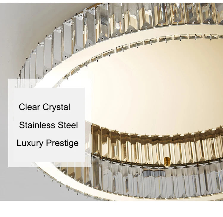 Modern interior living room luxury gold round crystal ceiling light indoor home lighting ceiling light ring glossy LED light