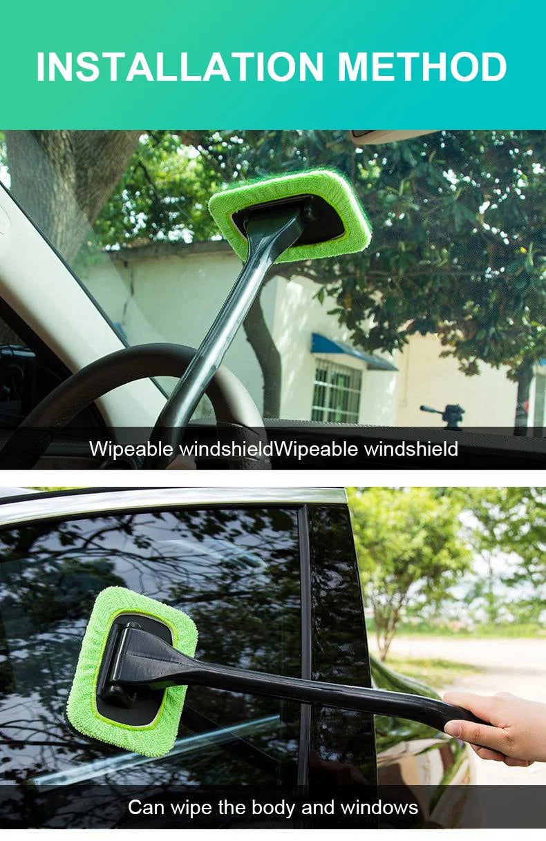 2 Pcs Car Window Cleaning Tool, Effortlessly Clean Your Car Windows with This Premium Window Cleaning Brush Kit