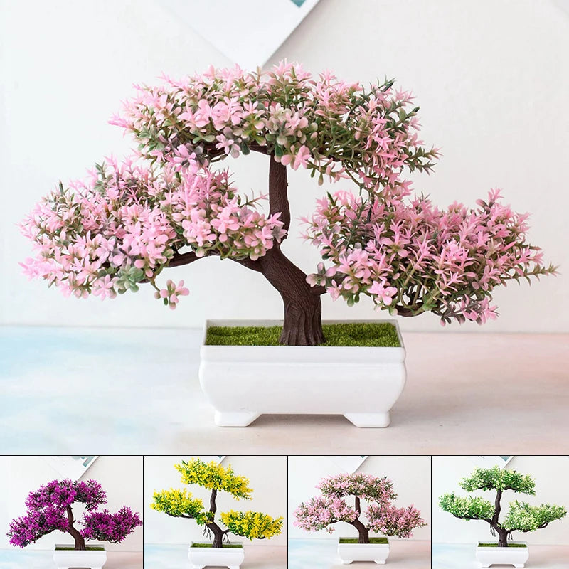 Fake Plant Flowers Potted Ornaments Artificial Plants Bonsai Small Tree Pot For Home Festival Wedding Decoration Accessories