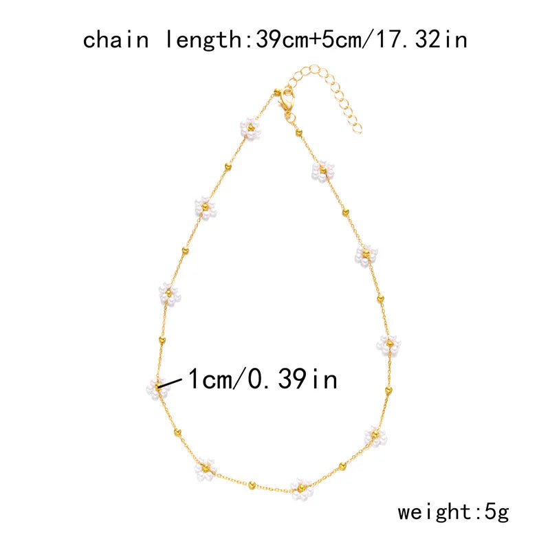 Sweet Cute Crystal Pearl Flower Bracelets for Women Fashion Gold Color Chain Charm Bracelet Necklace Jewelry Wholesale