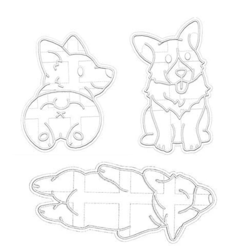 Set Cookie Cutters Mold Corgi Dog Shaped DIY Biscuit Baking Tool Cute Animal Cookie Stamp for Kids Kitchenware Bakeware