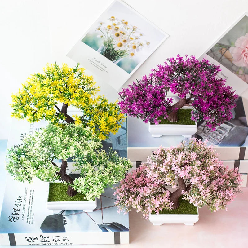 Fake Plant Flowers Potted Ornaments Artificial Plants Bonsai Small Tree Pot For Home Festival Wedding Decoration Accessories