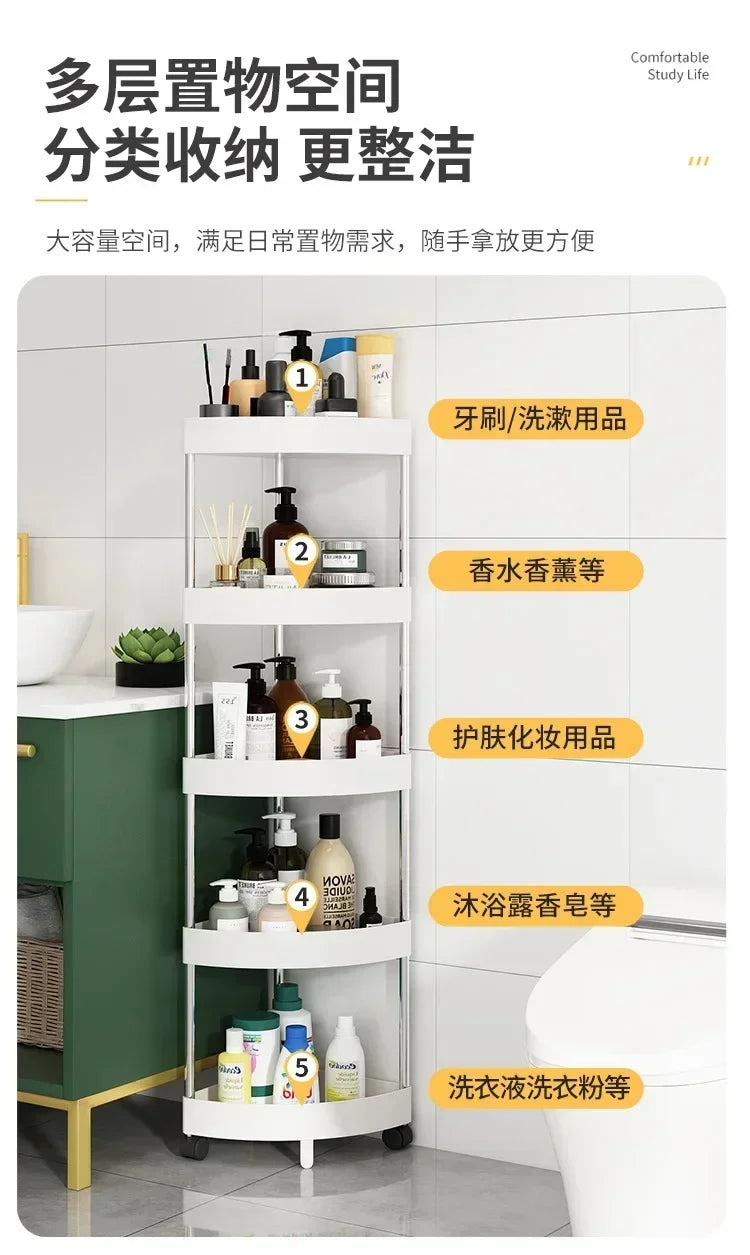 Punch-Free Triangle Storage Rack Floor Kitchen Corner Bathroom Bathroom Corner Multi-Layer Toilet Storage Rack