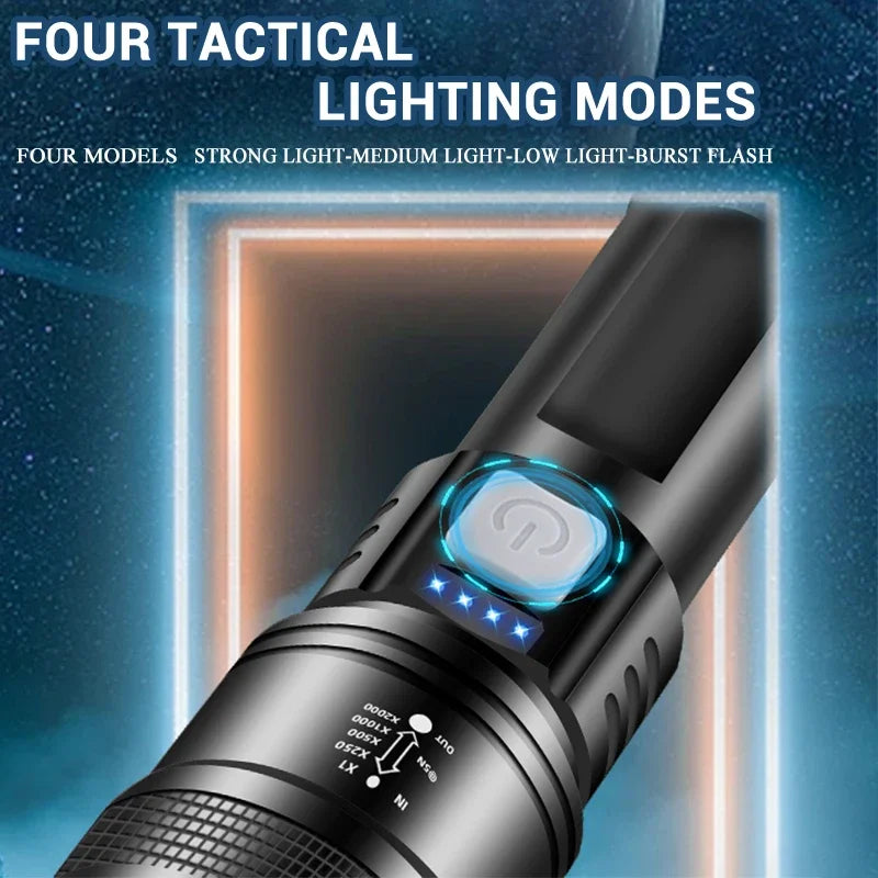 Powerful P70 Led Flashlights 5000LM Ultra Bright Tactical Light Emergency Spotlights Telescopic Zoom Light Builtin 18650 Battery