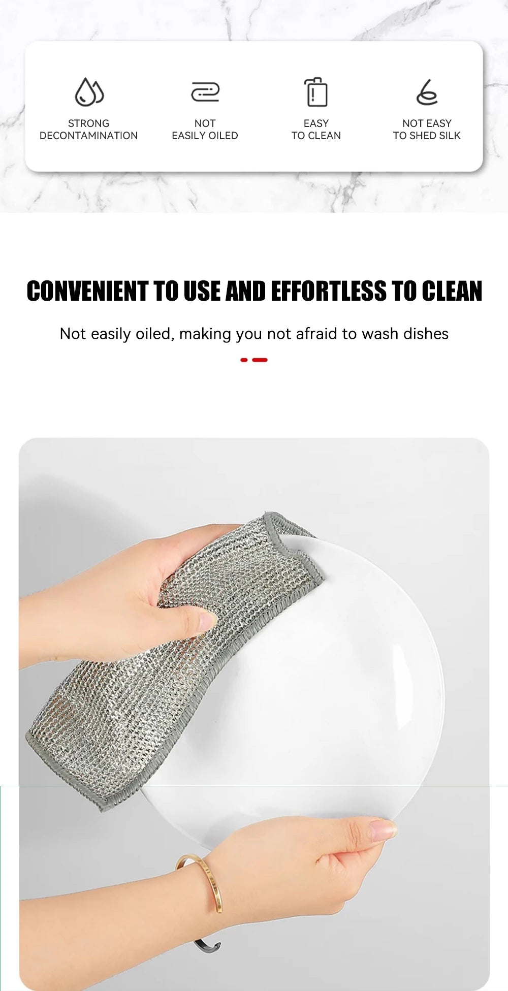 Magic Dishcloth Silver Wire Cleaning Kitchen Cloth Goods Thickened Microfiber Wash Towel Built-in Sponge Steel Wire Ball Rag