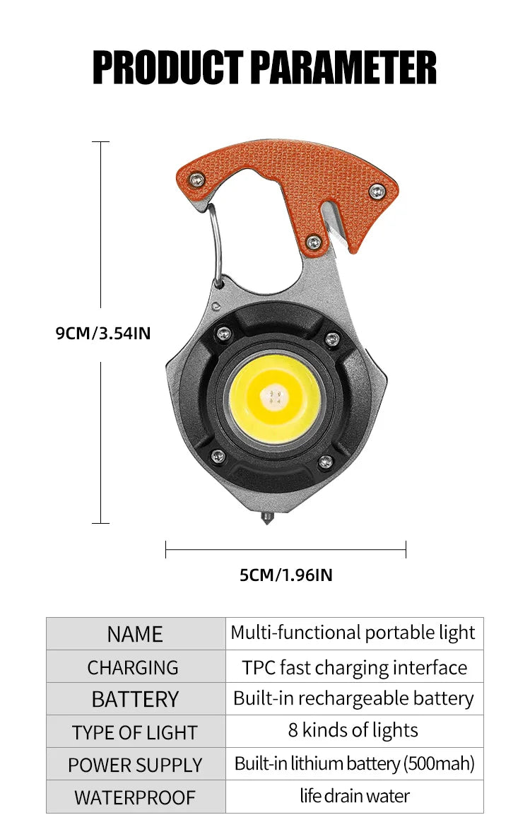 Portable Mini Multi-Function Keychain Light Maintenance Light Outdoor Camping Rechargeable Flashlight Cob Work Light