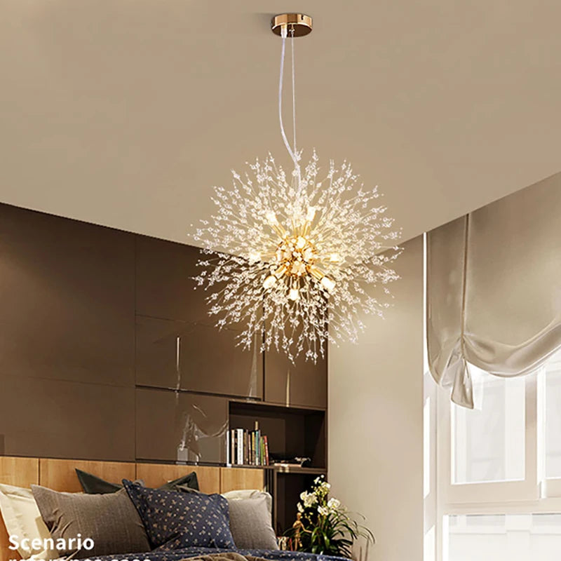 Modern Sky Star Fireball Crystal Pendant LED Lighting Dandelion Restaurant, Living Room Pendant, Bar Art Danish Luminaire