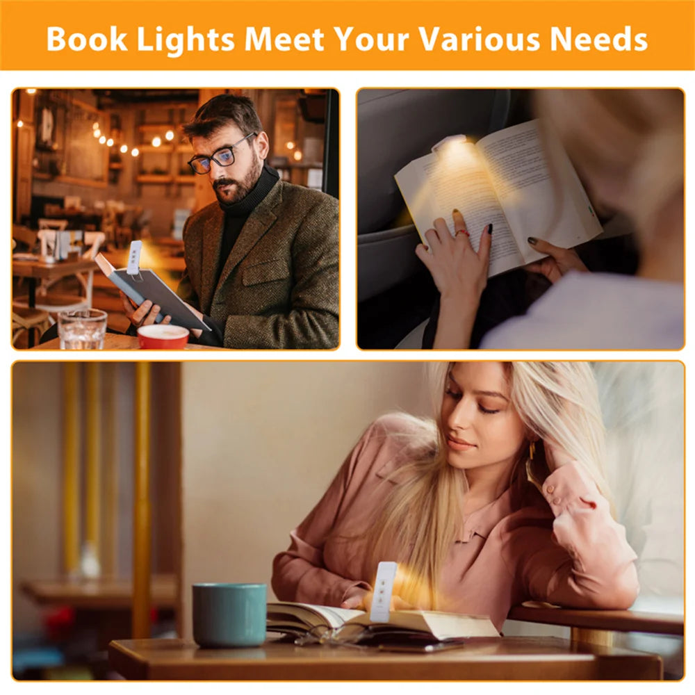 USB Rechargeable Book Reading Light Mini LED Clip on Book Light Flexible Book Lamp Bookmark Read Lamp Night Light for Bookworms