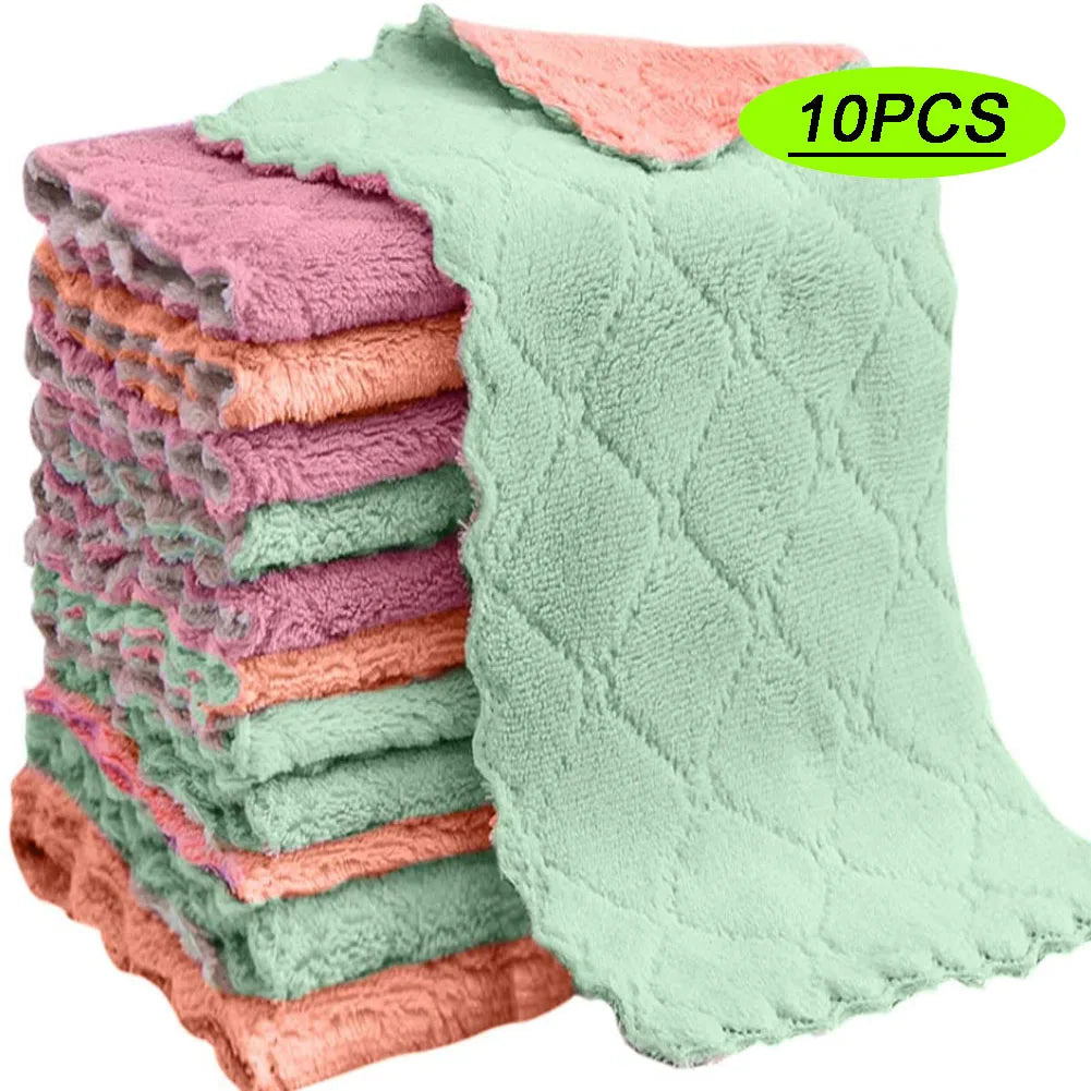 10pcs Super Absorbent Microfiber Kitchen Dish Cloth High-efficiency Tableware Household Cleaning Towel Kitchen Tools Gadgets