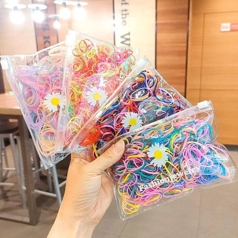 100/500Pcs Colorful Small Rubber Band Scrunchie Girls Elastic Rubber Band Ponytail Holder Hair Children Accessories Hair Ties