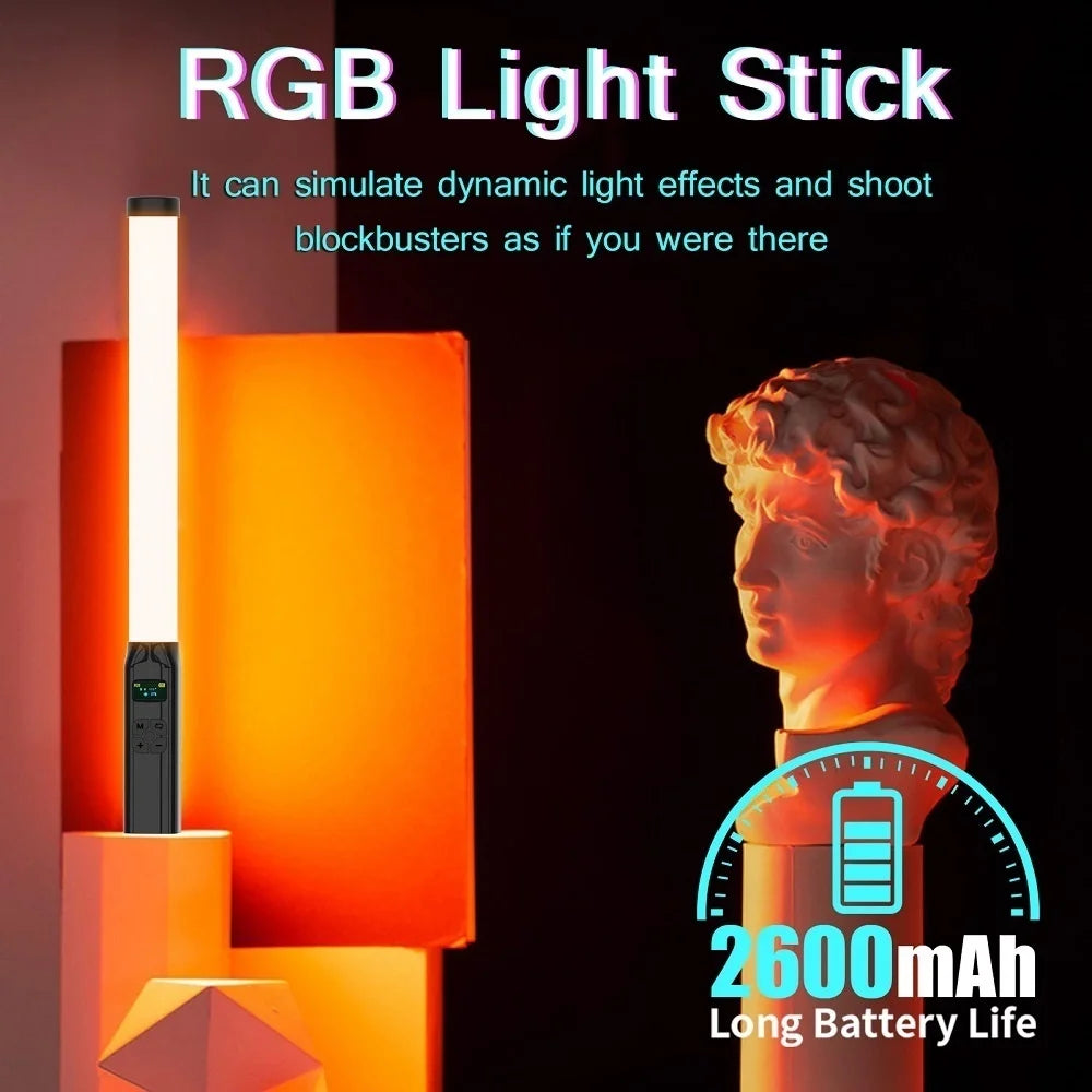 Handheld RGB Colorful Stick Light 19.68 inch 50CM Handheld LED Light Wand CRI 95+ 2500K-9000K Photography Studio Lamp