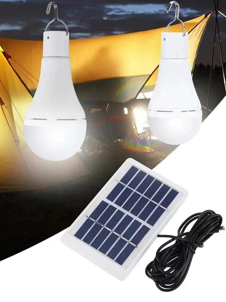 LED Solar Bulb Light Waterproof Outdoor 5V USB Charged Hanging Emergency Sunlight Powered Lamp Portable Powerful Indoor House