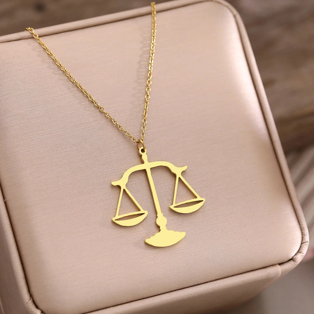 Stainless Steel Necklaces Mythology Libra Prayer Baptism Pendant Bohemian Choker Female Chain Necklace For Women Jewelry Gifts