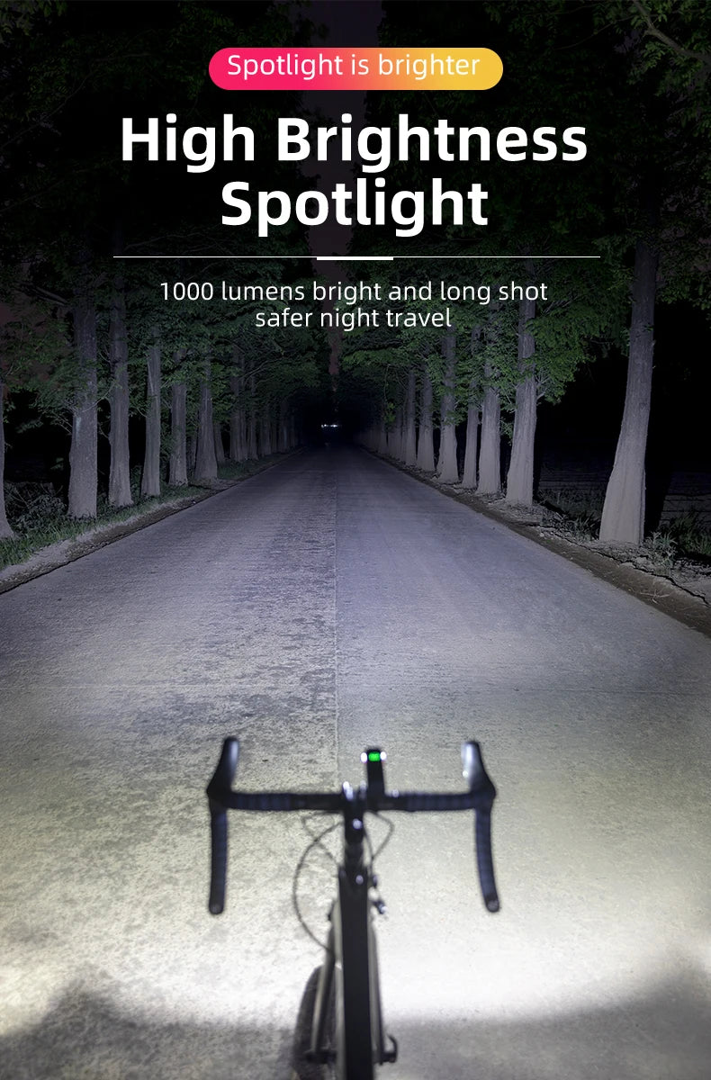 OFFBONDAGE Bicycle Light 1000Lumen Bike Headlight Power Bank Flashlight Handlebar USB Charging MTB Road Highlight