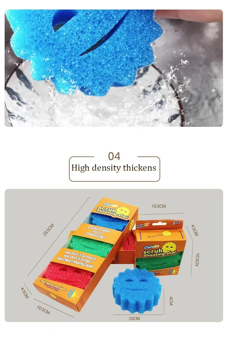 1/2PCS For Kitchen Dishwashing Sponge Rag Powerful Scouring Pad Bathroom Cleaning Household Tools Accessories Merchandises Home