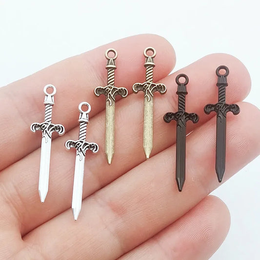 16Pcs 34x10mm Dagger - Sword Charms Pendants Designer Charms Fit Jewelry Making DIY Jewelry Findings