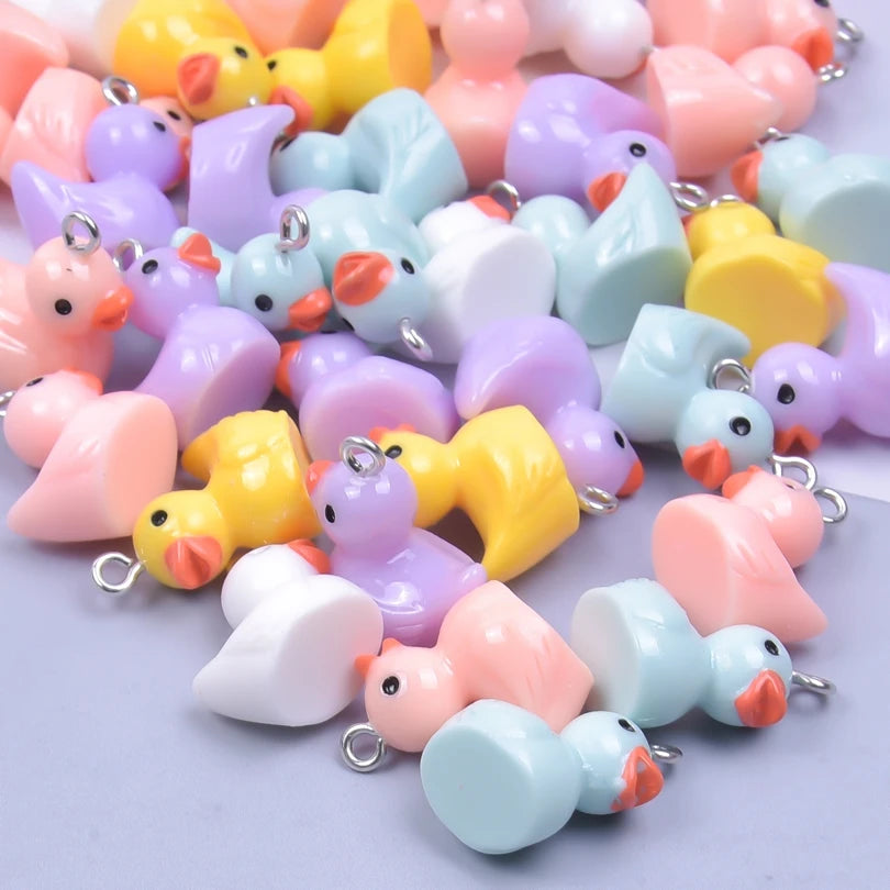 10-60pcs Cute Resin Duck Charms for Jewelry Making DIY Animal Earrings Pendants Necklaces Charms Wholesale Accessories Keychain