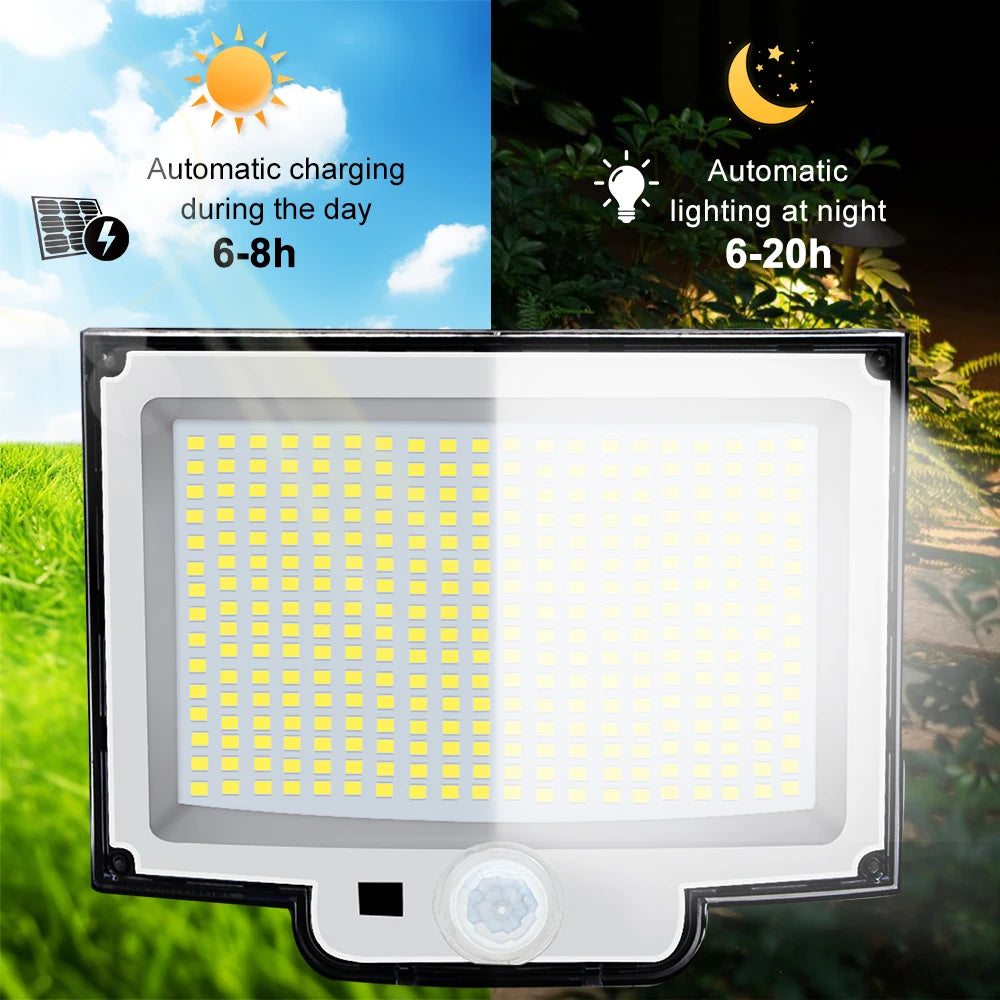 106/318 LED Solar Light Outdoor 328 LED Spotlights IP65 Waterproof Motion Sensor Human Solar Flood Security Lights 3 Modes