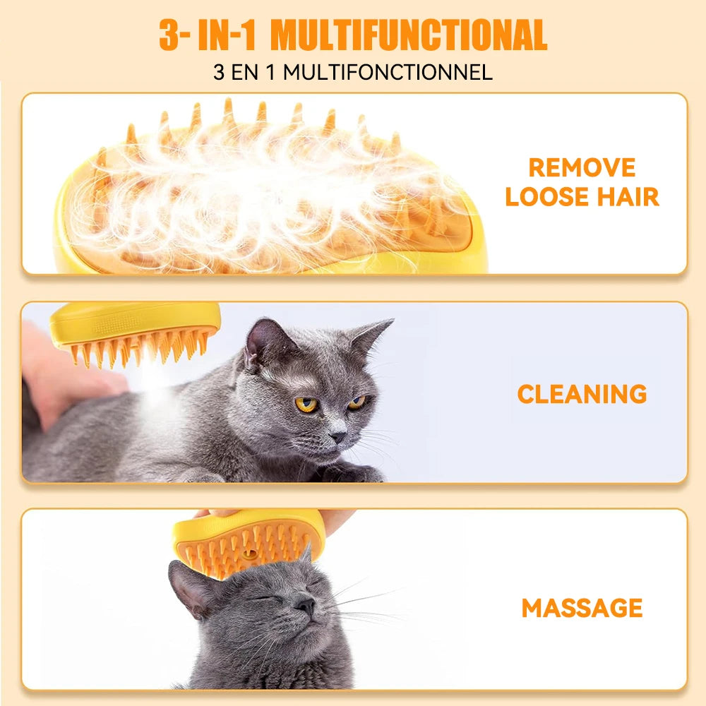 3-in-1 Steamy Brush for Pet Cat Dog Grooming Accessories Electric Brushes for Hair Cleaning Massage Comb Cat Dog Stuff Supplies