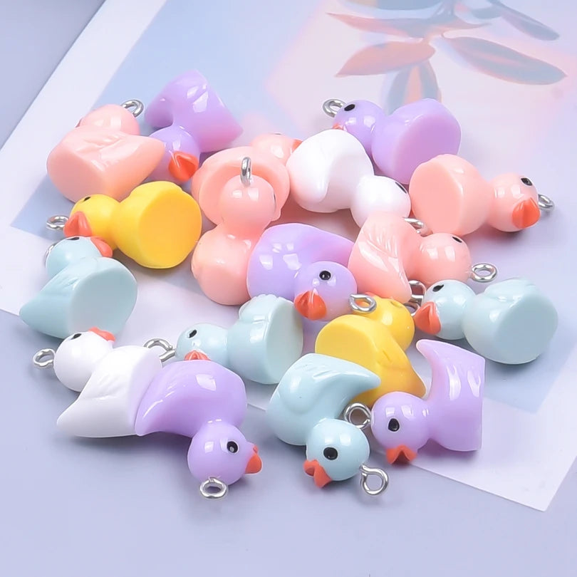 10-60pcs Cute Resin Duck Charms for Jewelry Making DIY Animal Earrings Pendants Necklaces Charms Wholesale Accessories Keychain