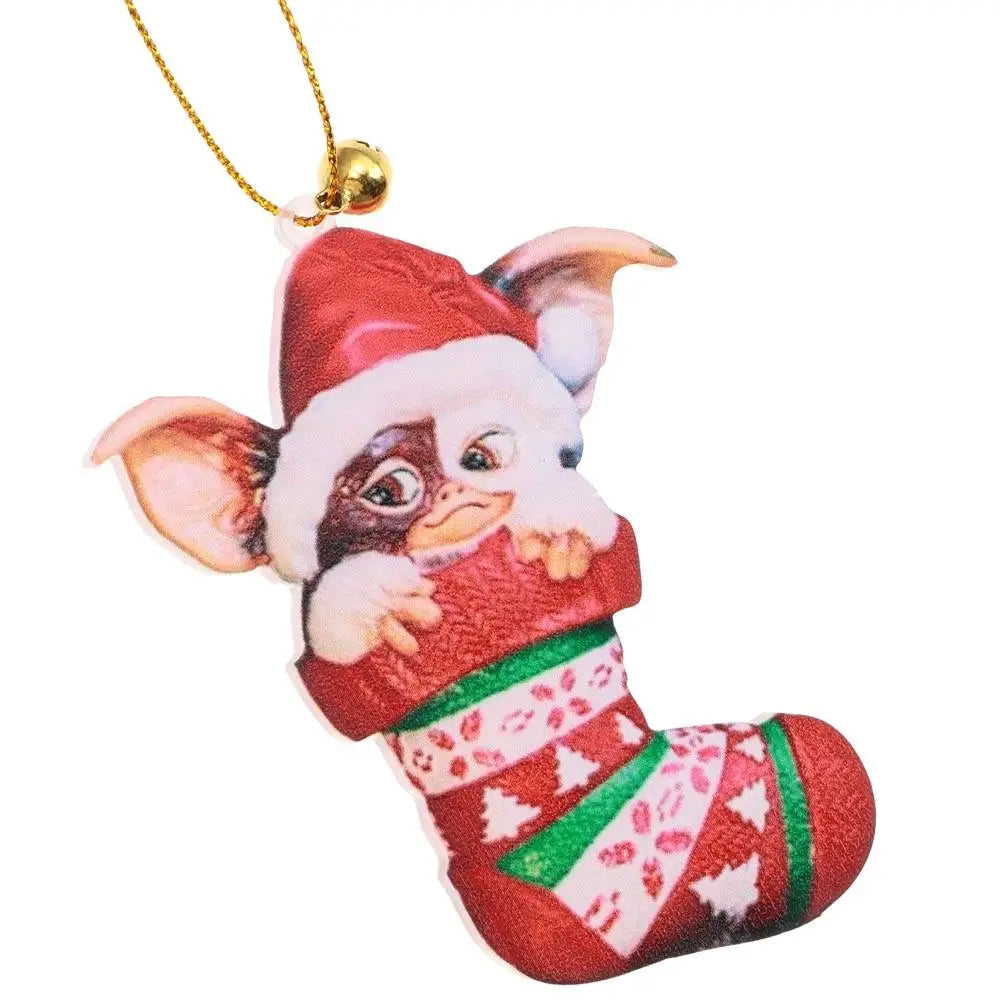 Gremlins Santa Hat Hanging Christmas Tree Decoration Pendant Cute Puppy Acrylic Ornament Christmas Gift Festive Party Supplies