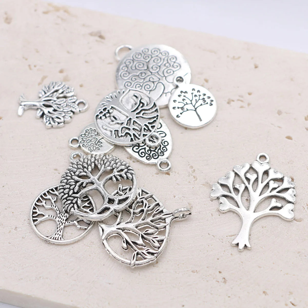 10Pcs Antique Silver Plated Mix Tree of Life Charms Pendant for Jewelry Making Earrings Bracelet Necklace Accessories DIY Craft