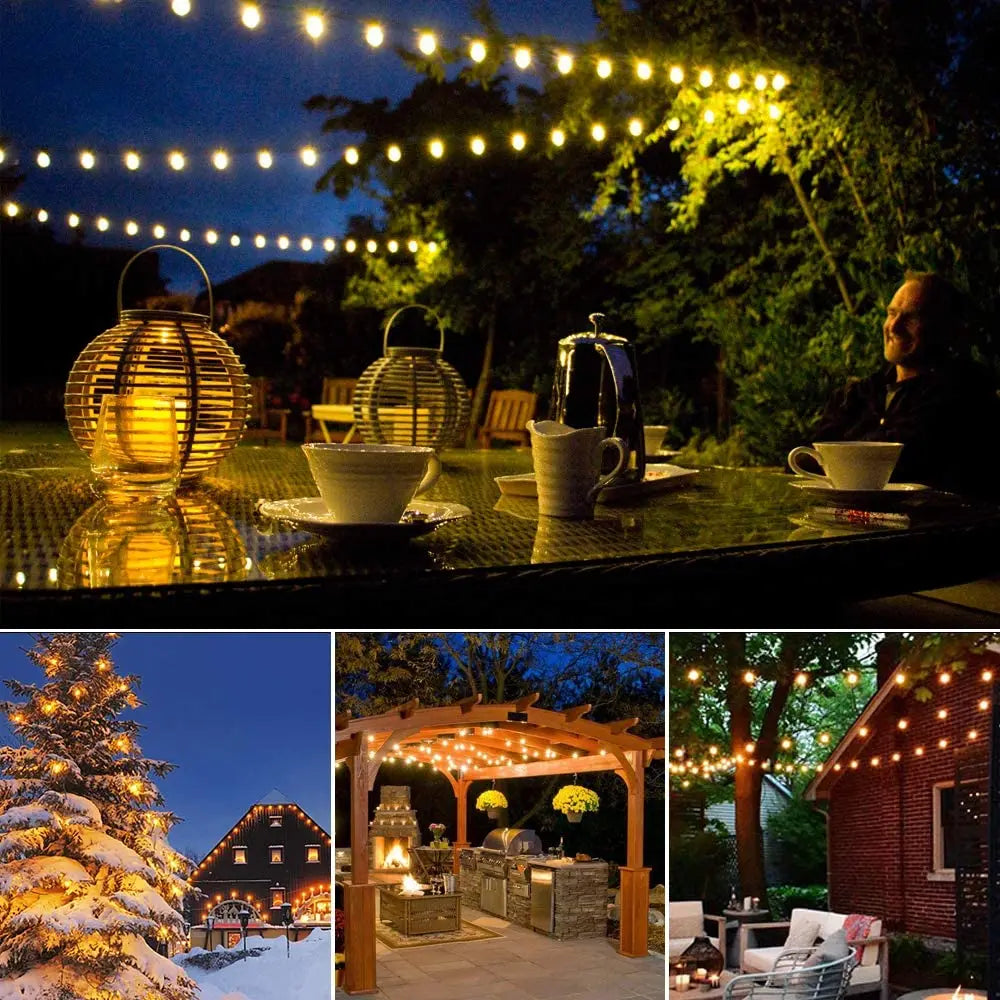 Solar String Lights Outdoor Waterproof G40 10M 20Bulb Globe Outdoor Solar Lights With Remote For Outside Patio Backyard Garden