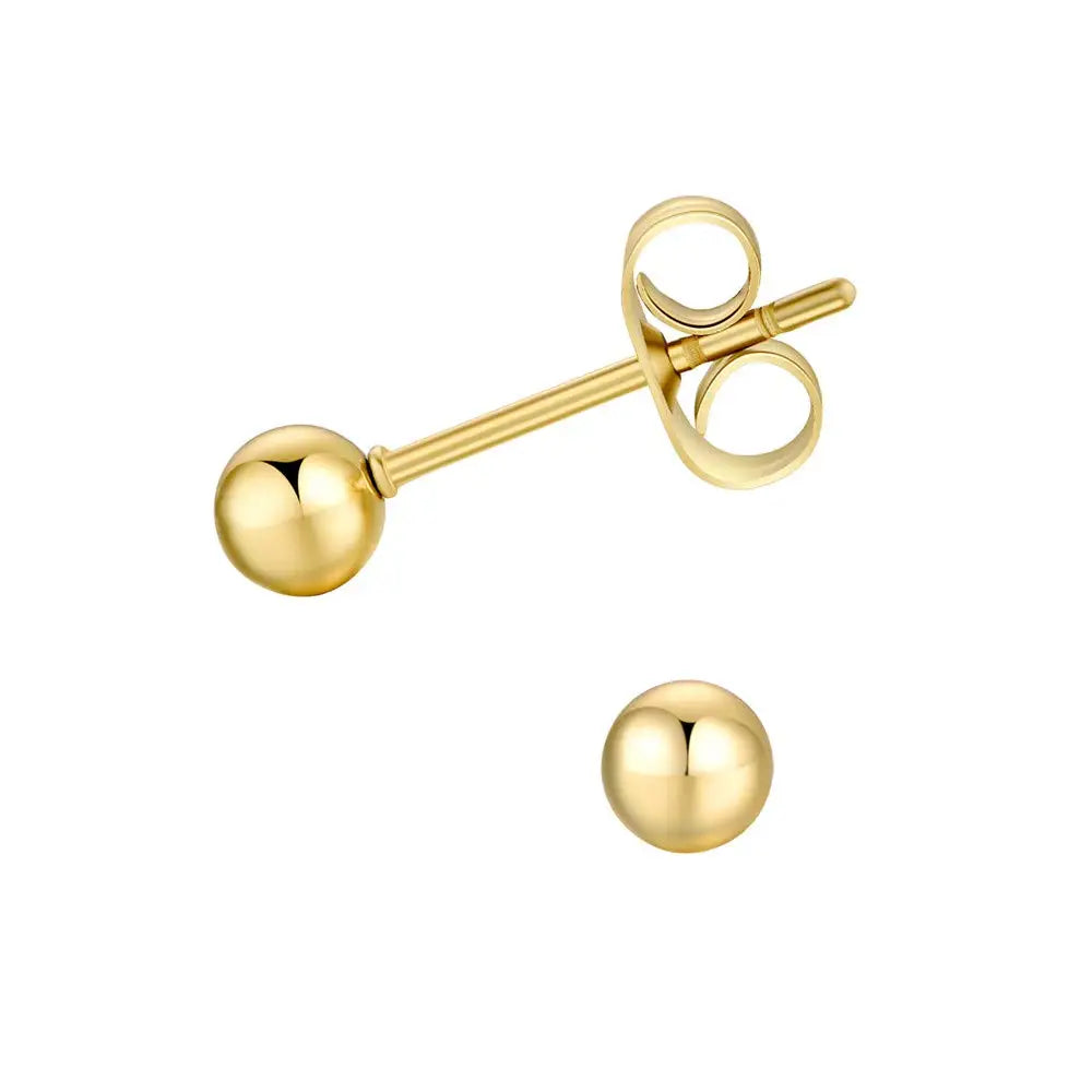 1 Pair Tiny Women Girls 14K Gold Plated Round Ball Stud Earrings Surgical Stainless Steel Earrings Set 2-6MM