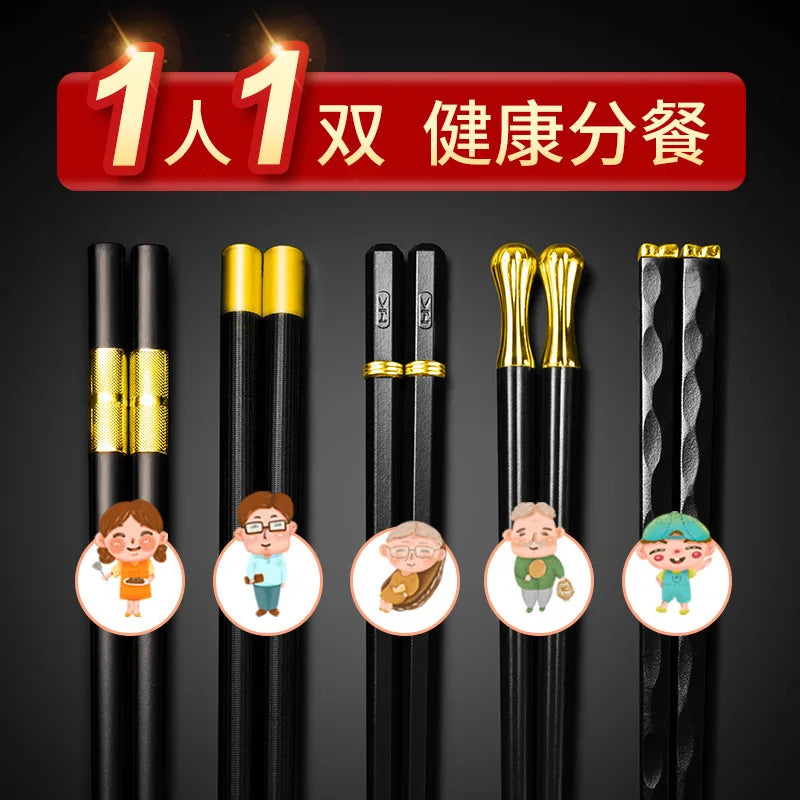 5 Pairs Japanese Chinese chopsticks Sushi Sticks Reusable  Korean Chopsticks Set Healthy Alloy Tableware Palillos Chinos