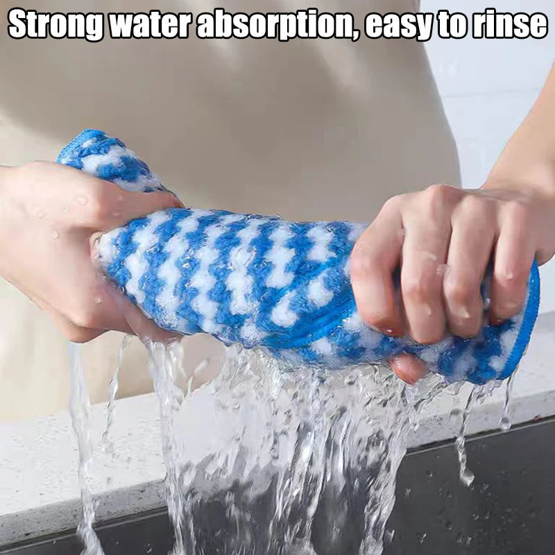 Double-sided Fleece Dishcloths Super Absorbent Cleaning Cloths Scouring Pads Kitchen Washing Dish Rags Glass Windows Wipe Towel