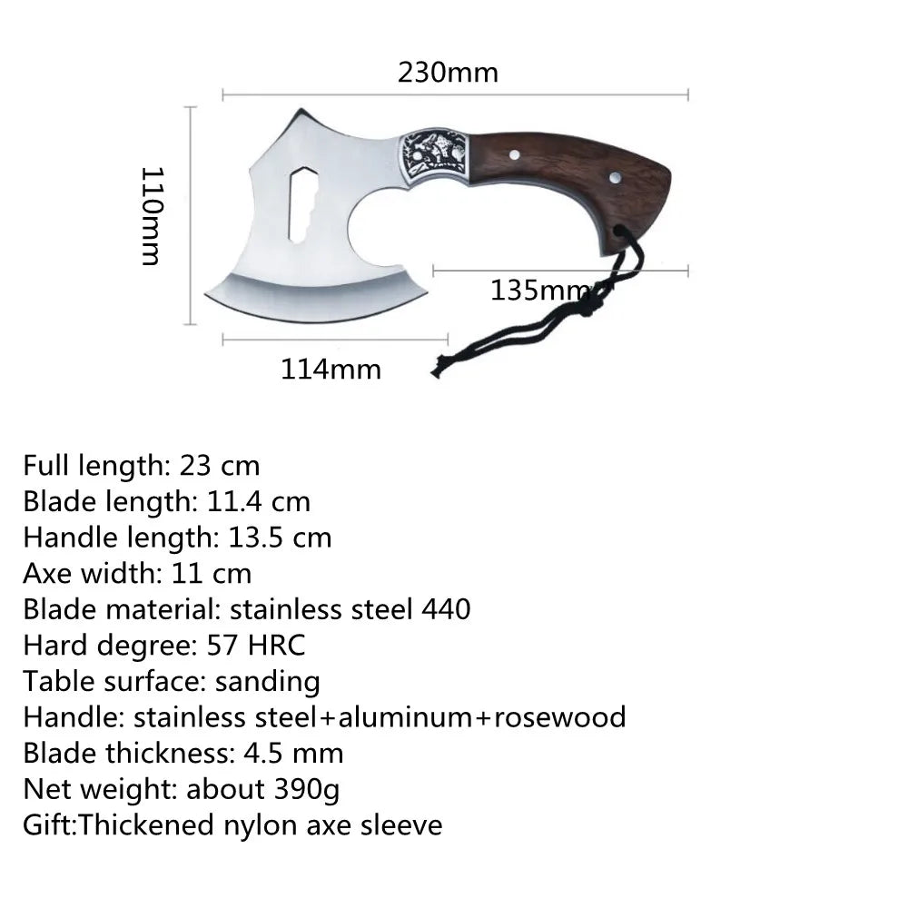 Portable Hand Axe 440C Steel Camping Axe Survival Tomahawk Hunting Hatchet Boning Knife Chopping Meat EDC Hatchets and Axes