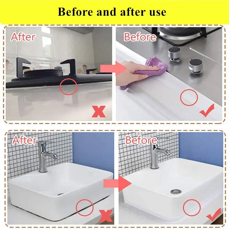 320cm Bathroom Kitchen Self Adhesive Sealing Tape Shower Sink Bath Caulk Strip Waterproof Wall Sticker Sink Edge Tapea household