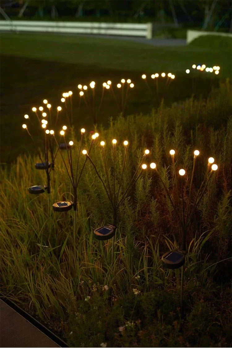 LED Solar Garden Lights Powered Firefly Lights Outdoor Waterproof Vibrant Garden Lights for Patio Pathway Decoration,Warm